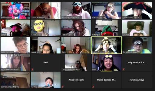 Asistentes al Campamento Online de ASPAYM en una sesión de ZOOM 