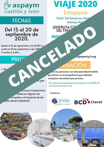 Cartel del viaje socios cancelado 