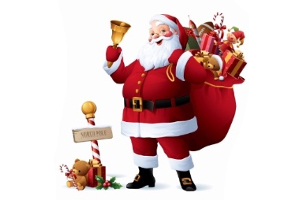 Papá Noel cargado de regalos