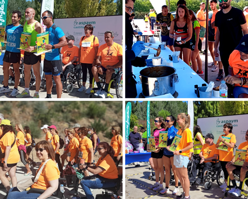 Collage de fotos con participantes a la I Carrera Inclusiva por la Lesión Medular
