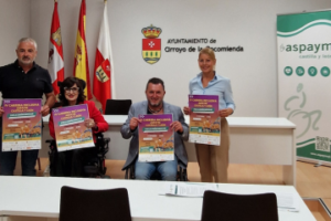 Concejala de Deportes de Arroyo, director ejecutivo de ASPAYM CyL, delegada de ASPAYM CyL y presidente de La Senda de Arroyo durante la presentación